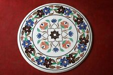 18'' white Marble Table Top center Coffee Antique mosaic Inlay lapis decor q64