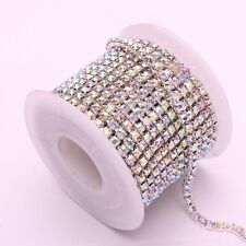 Hot 10 Yards Silver & Gold Crystal AB Rhinestone Chain DIY Sewing Accessories