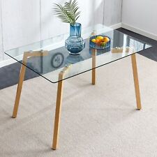 Dining table writing desk modern minimalist 4-6 glass tabletop wooden metal legs - Mumbai - India