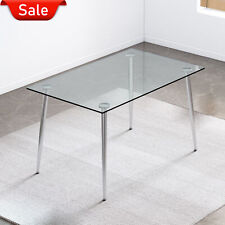 Modern Minimalist Dining Table Silver plating Metal Legs Glass Tabletop - Mumbai - India