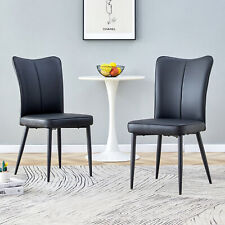 Modern Minimalist Dining Chairs - Black PU Leather with Metal Frame - Mumbai - India