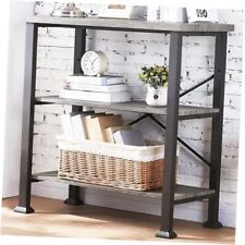 Bookshelf Vintage Industrial Book Shelf, Rustic Wood and Metal 3-Tier Grey - East Syracuse - US