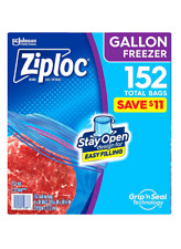 Ziploc Easy Open Tabs Freezer Gallon Bags{152 ct.} Double Zipper Food Storage.