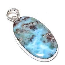 Natural Republic Larimar Gemstone 925 Sterling Silver Gift Pendant 2.44 Gift y2"