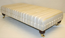 CUSTOM MADE FOOTSTOOL - LUXFORD STRIPE NATURAL - LAURA ASHLEY FABRIC