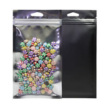 100pc Gloss Clear Front & Matte Black Back Zip Bags w/ Hang Hole 9x16cm 3.5x6in