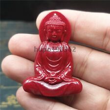 Natural cinnabar jade Pendant Buddha statue necklace Jewelry figurines amulet