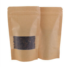 100x Thick Laminated Kraft Stand Up Zip Lock Bags w/ Window 12x20cm 4.75x7.75in