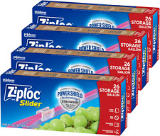 104 Bags Ziploc Gallon Food Storage Slider Bags, Power Shield Technology