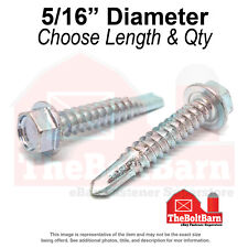 5/16 Unslotted Hex Washer Head Self Drilling Screws Zinc (Choose Length & Qty) - US"