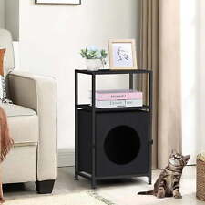 Nightstand with Cat Litter Black - US