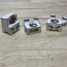 LIMOGES PORCELAIN MINIATURES: dining room , 4 chairs, Tables Etc