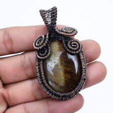 Tiger'S Eye Gemstone Handmade Copper Wire Wrapped Jewelry Pendant 2.2 PBA650"