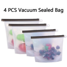 4 Pcs Reusable Vacuum Sealer Bags Food Bag Leakproof Tear Resistance Gray