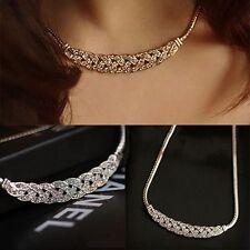 Women's Fashion Jewelry Silver Or Gold Crystal Choker Necklace Wedding 38-1