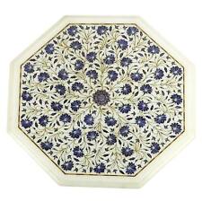 18'' White Marble Table Top Coffee Center Inlay Malachite handmade blue Lapis