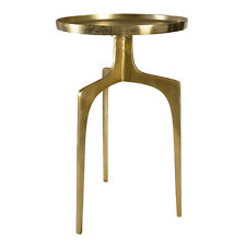 Round Modern Gold Metal Tripod Accent Table Mid Century Spike Leg Minimalist - US