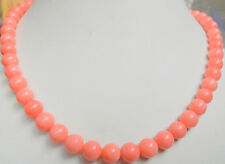 Beautiful Natural 8mm pink coral round gemstone beads Jewelry Necklace 18 AAA"