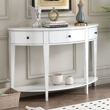 Curved Console Table Wood Entryway Table with 3 Drawers and Storage Shelf - US