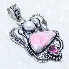 Rhodochrosite, Rubellite Gemstone Handmade Silver Jewelry Pendant 2.1 PRJ12800"