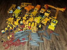 Construction Play Set Tonka Cat Bulldozer Dump Truck Cement Crane Men Tools *