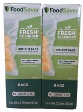 2pk FoodSaver 1 Gallon Pre-Cut Vacuum Seal Food Storage Bags 13ct Boxes 11”x14”