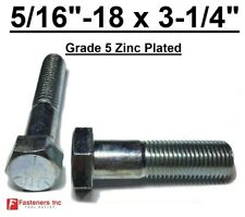 5/16-18 x 3-1/4 (PT) Hex Bolt Zinc Plated Grade 5 Cap Screw Coarse Thread - Redding - US"