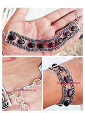 Garnet Gemstone 925 Sterling Silver Plated Handmade Chain Bracelet 8 Jewelry"