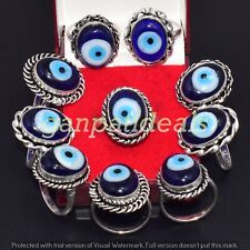 Evil Eye Gemstone Ring 5Pcs Wholesale Lot 925 Silver Plated Ethnic Jewelry