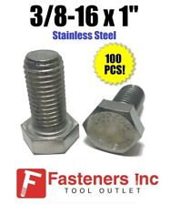 (Qty 100) 3/8-16 x 1 Stainless Steel Hex Cap Screw / Tap Bolt 18-8 / 304 - Redding - US"