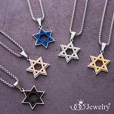 555Jewelry Star of David Stainless Steel Necklace Unisex, 16-24 Inch Box Chain