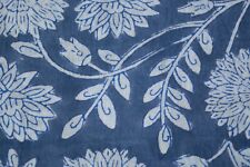 5 Yard Indian Hand Block Print 100% Cotton Craft Fabric By Blue Colored