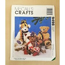 McCalls Craft Pattern 9498 Three Stuffed Bears Winter Clothes & Accessories 1998