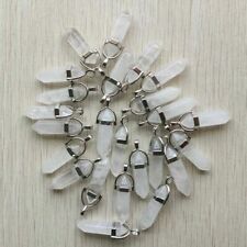 Natural Stone 50pcs White Crystal Pendants Hexagonal Pillar Pendulum Necklaces