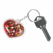 Glitter-Filled Heart Keychains, Apparel Accessories, 12 Pieces