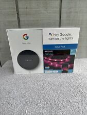 Google Nest Mini 2nd Generation Charcoal & Mercury Smart Light Strip Value Pack - Clinton - US