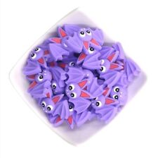 1 pc. Silicone Focal Bead, Beadable accessories 22 x 38mm Purple Bat Halloween