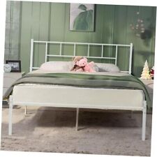 Metal Platform Bed Frame with Headboard, Heavy Duty Full Pure White Industrial - Toronto - Canada