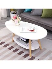 2 Tier Coffee Table Cocktail Table Sofa Ellipse Oval Modern Mid Century Wood - Ontario - US