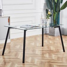 Modern Minimalist Glass Dining Table for 4-6, 0.31 Tempered Top, Black Base - Ontario - US"