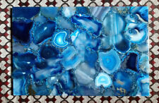 18 x 12" Blue Agate Side Table Genuine Gemstone Furniture Modern Room Decor"