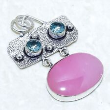 Pink Lace Agate, Apatite Gemstone Handmade Silver Jewelry Pendant 2.1 PRJ13027"