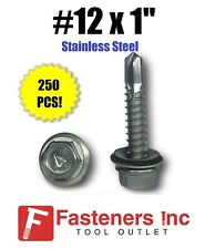 QTY 250 #12 x 1 Stainless Steel Roofing Siding Screws Hex Washer Head TEK EPDM - Redding - US"