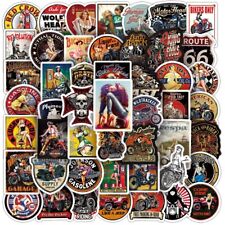 50 PCS Classic Automotive Stickers Retro Motorcycle Car Truck Pinup Girl Decals