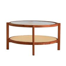 Modern Minimalist Circular Double-layer Coffee Table Craft Glass Tabletop - Flanders - US