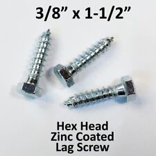 (150) 3/8 x 1-1/2" Lag Screws WHITE ZINC Hex Head Heavy Duty Wood Bulk Lag Bolt - Greensboro - US"