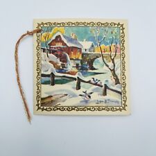 Vintage 20 Christmas Folding Gift Cards With String To From Message 2.85” Square