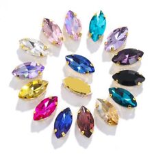 Gold Leaf Crystal Rhinestones Sew On Diamond Beads 50 PCS Jewelry Accessories