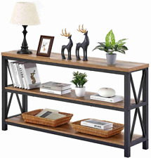 Industrial Console Entryway Wood Sofa Table with 3 Tier Shelves Rustic Oak NEW - Mumbai - India