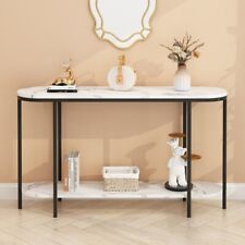 Console Table 2 Tier Narrow Entryway Table with Storage Shelves Faux Marble Narr - New York - US